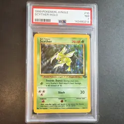 Pokemon Wizards Scyther Jungle Unlimited 10/64 Holo Rare English 1999 PSA 7 - Image 1