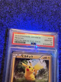 Pokemon PSA 10 Pikachu #001 SNP Raichu BREAK Evolution Pack 2015 Japanese - Image 5