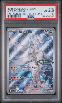 PSA 10 N's Reshiram 167/159 STAMPED Box Topper Journey Together Pokemon Gem Mint - Image 1