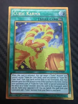 Yugioh Cubic Karma MVP1-ENG41 Gold Rare 1st Edition VLP - Image 1