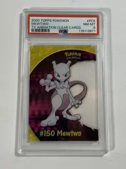 PSA 8 2000 TV Animation Clear Card Mewtwo PC5 Pokemon Card - Image 3