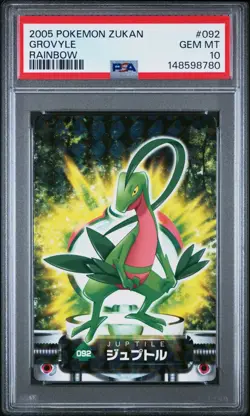 PSA 10 2026 CERT POP 6 GROVYLE RAINBOW PRISM 2005 CARDDASS POKEMON ZUKAN CARD 92 - Image 1