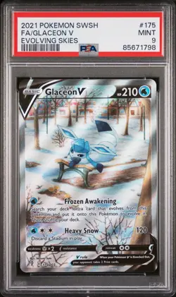 2021 POKEMON EVOLVING SKIES GLACEON V #175 FULL ART HOLO PSA 9 MINT #85671798 - Image 1