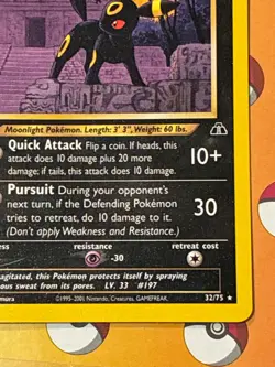 Pokemon Umbreon 32/75 Neo Discovery English Non Holo Rare NM/LP - Image 4