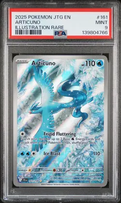 2025 POKEMON JTG EN-JOURNEY TOGETHER ILLUSTRATION RARE #161 ARTICUNO PSA 9 - Image 1