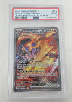 2025 Pokemon Dri En-Destined Rivals #229 Rocket's Moltres Ex Ultra-Premium PSA 9 - Image 1