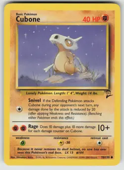 Cubone 70/130 Common Base Set 2 Pokemon Moderately Played - Image 1
