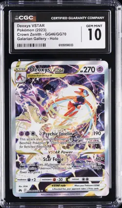 2023 POKEMON CROWN ZENITH GALARIAN GALLERY - HOLO DEOXYS VSTAR CGC 10 GEM MINT - Image 1