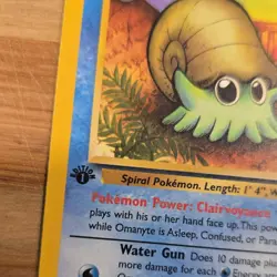 Pokemon Omanyte Fossil Set 52/62 1st Edition Regular Common 40 HP English 1999 - Image 2