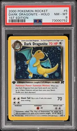 2000 Pokemon Rocket Dark Dragonite Holo 1st Edition PSA 8 #5 - Image 1