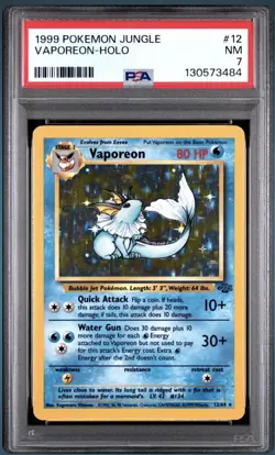 1999 POKEMON JUNGLE #12 VAPOREON HOLO Graded PSA 7 - Image 1