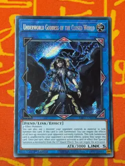 YUGIOH UNDERWORLD GODDESS OF THE CLOSED WORLD SECRET RARE 1ST NM RA02-EN045 - Image 1