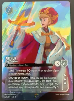Disney Lorcana Arthur King Victorious 221/204 EN 5 Shimmering Skies Holo - Image 1