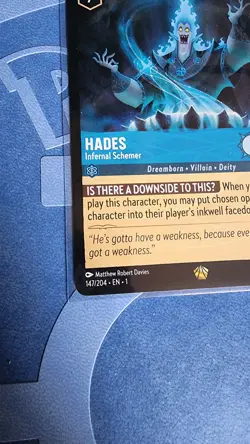 Disney Lorcana Hades - Infernal Schemer 147/204 English Hercules - Image 4