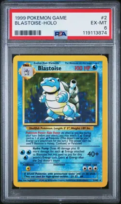 Blastoise 2/102 Base Set Holo Rare Pokemon Card PSA 6 EX-MT - Image 1