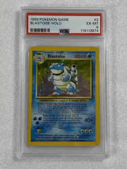 Blastoise 2/102 Base Set Holo Rare Pokemon Card PSA 6 EX-MT - Image 5