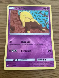 Drowzee Pokemon Card 71/214 Reverse Holo- Used - Sun & Moon - Unbroken Bonds - Image 1