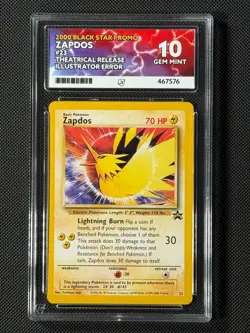 ACE 10 Zapdos 23 Black Star Promo Pokemon Card WOTC Promo GEM MINT - Image 1