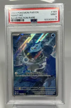 2023 POKEMON PAR EN-PARADOX RIFT ILLUSTRATION RARE #189 MANTYKE PSA 9 - Image 1