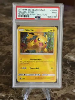 Pikachu SM76 Black Star Promo Pokemon 2017 Shining Legends Pin Collection PSA 9 - Image 1