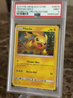 Pikachu SM76 Black Star Promo Pokemon 2017 Shining Legends Pin Collection PSA 9 - Image 2