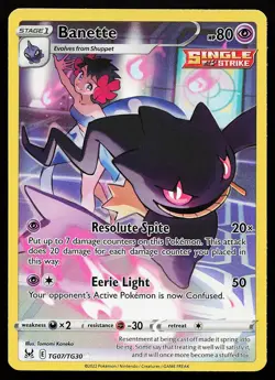 Banette TG07/TG30 Holo Lost Origin Trainer Gallery Pokemon Card - Image 1