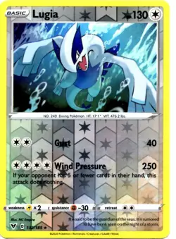 Pokemon Card LUGIA Rare Reverse Holo 132/185 VIVID VOLTAGE NM/M - Image 1