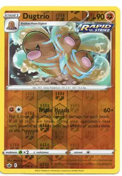 Pokemon Card DUGTRIO Rare Reverse Holo 077/198 CHILLING REIGN NM/M - Image 1