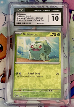 2023 Pokemon SV 151 Bulbasaur Costco Exclusive Reverse Holo #001/165 CGC GEM 10 - Image 1