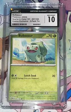 2023 Pokemon SV 151 Bulbasaur Costco Exclusive Reverse Holo #001/165 CGC GEM 10 - Image 2