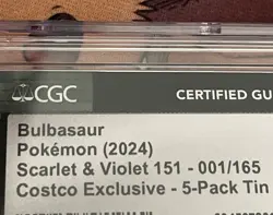2023 Pokemon SV 151 Bulbasaur Costco Exclusive Reverse Holo #001/165 CGC GEM 10 - Image 4