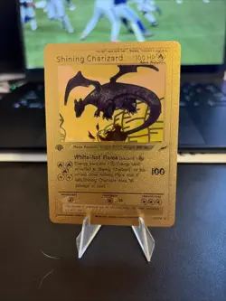 2000 POKEMON SHINING CHARIZARD WHITE-HOT FLAMES GOLD CARD #107/105 Secret RARE - Image 1
