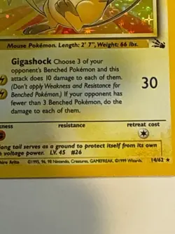 Raichu 14/62 Fossil Holo Rare WOTC 1999 Pokemon Card Lightly Played (LP) - Image 4