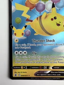 Pokemon TCG Flying Pikachu v Celebrations Holo Ultra Rare Lightning Card 006/025 - Image 5