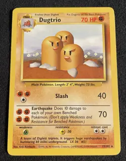 Pokemon TCG Dugtrio Base Set Unlimited Rare 19/102 - Image 1
