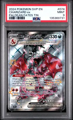 2024 POKEMON SVP EN-SV BLACK STAR PROMO PALDEAN FATES TIN CHARIZARD EX PSA 9 - Image 1