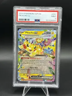 PSA 9 Mint 2024 POKEMON SSP EN-SURGING SPARKS #057 PIKACHU EX - Image 1