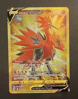 Pokemon Galarian Zapdos V 182/172 Gold Secret Rare Brilliant Stars NM - Image 1