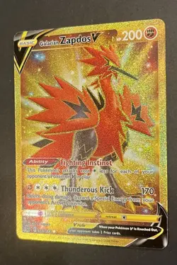 Pokemon Galarian Zapdos V 182/172 Gold Secret Rare Brilliant Stars NM - Image 3