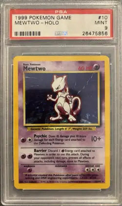Pokemon TCG Mewtwo Base Set Holo Rare PSA 9 10/102 1999 Wizards Ken Sugimori - Image 1