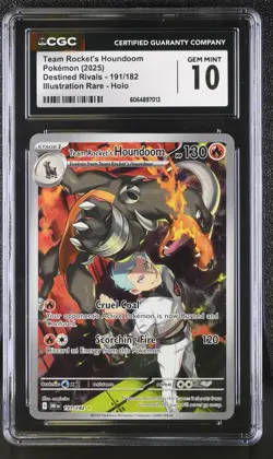 CGC 10 Team Rocket's Houndoom 191/182 Illustration Rare Pokemon Destined Rivals - Image 1