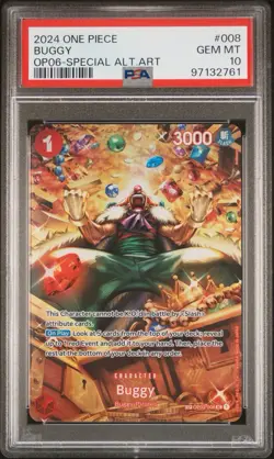 2024 ONE PIECE OP06-WINGS OF THE CAPTAIN SPECIAL ALTERNATE ART #008 BUGGY PSA 10 - Image 1