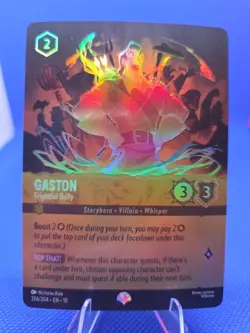 Disney Lorcana TCG GASTON 206/204-en 10 Super Rare The First Chapter Holofoil NM - Image 1