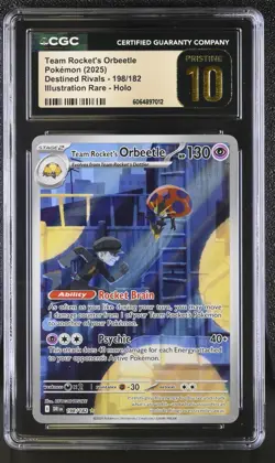 CGC 10 Pristine - Team Rocket's Orbeetle 198/182 IR - Pokemon Destined Rivals - Image 1