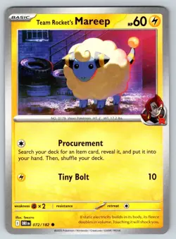 Team Rocket's Mareep 072/182 Near Mint SV10: Destined Rivals Pokemon Shipnow - Image 1