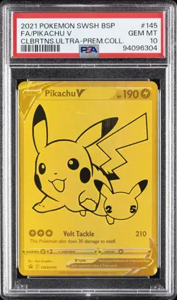 2021 POKEMON SWSH BLACK STAR PROMO #145 FULL ART/PIKACHU V PSA 10 - Image 1