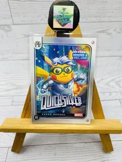 Pikachu as Quicksilver Holo Marvel Heroes & Villains Non-Pokemon Fan Art Card - Image 1