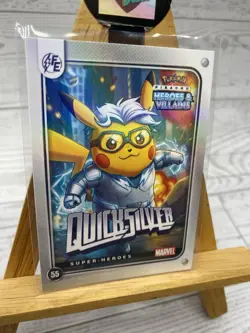 Pikachu as Quicksilver Holo Marvel Heroes & Villains Non-Pokemon Fan Art Card - Image 2