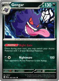 Pokemon TCG Gengar 057/091 Paldean Fates Normal Uncommon VLP - Image 1