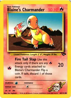 Pokemon TCG Blaines Charmander 60/132 Gym Challenge Unlimited MP - Image 1